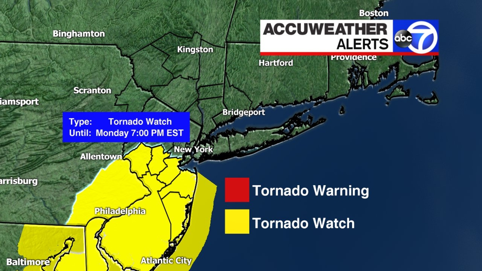 NYC Weather: Tornado watch for parts of New Jersey - ABC7 ...