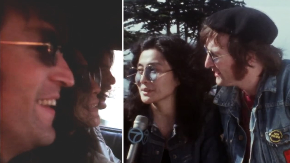 John Lennon, Yoko Ono, Geraldo ride a cable car and tour SF
