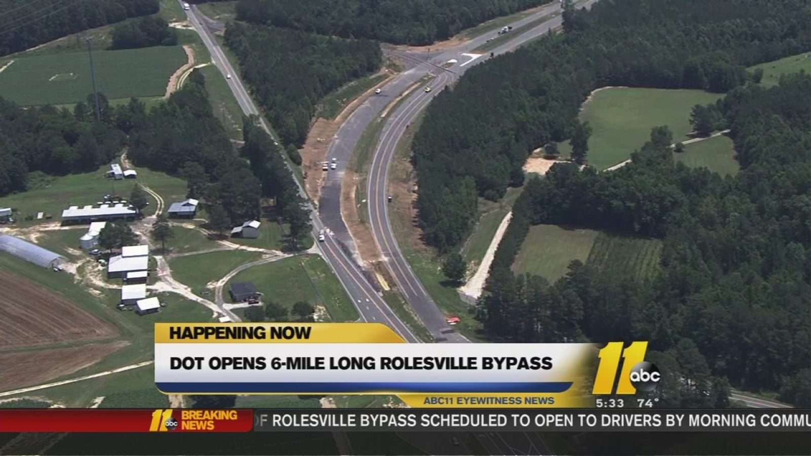 DOT opens 6mile long Rolesville Bypass ABC11 RaleighDurham