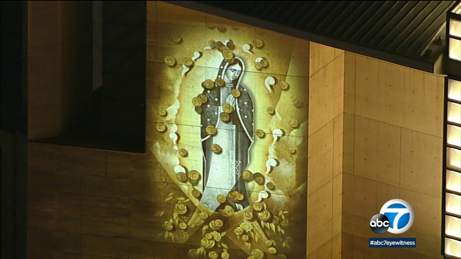 Our Lady of Guadalupe image displayed at downtown LA's Our Lady of the ...