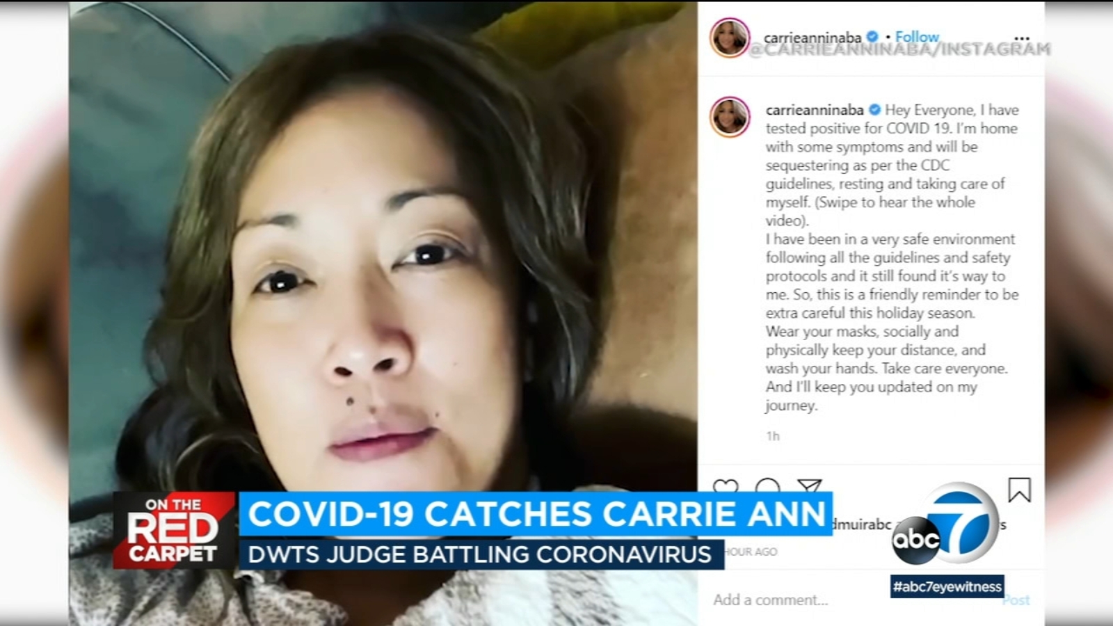 'Dancing With the Stars' judge Carrie Ann Inaba tests positive for