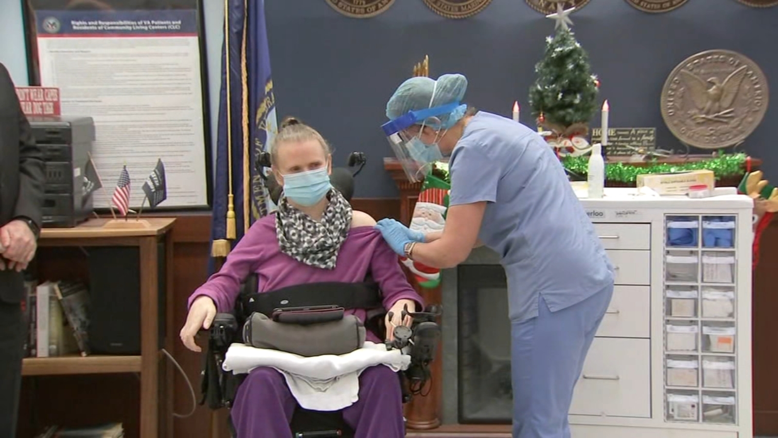 Hines VA Hospital administers first COVID vaccine to veteran Melissa