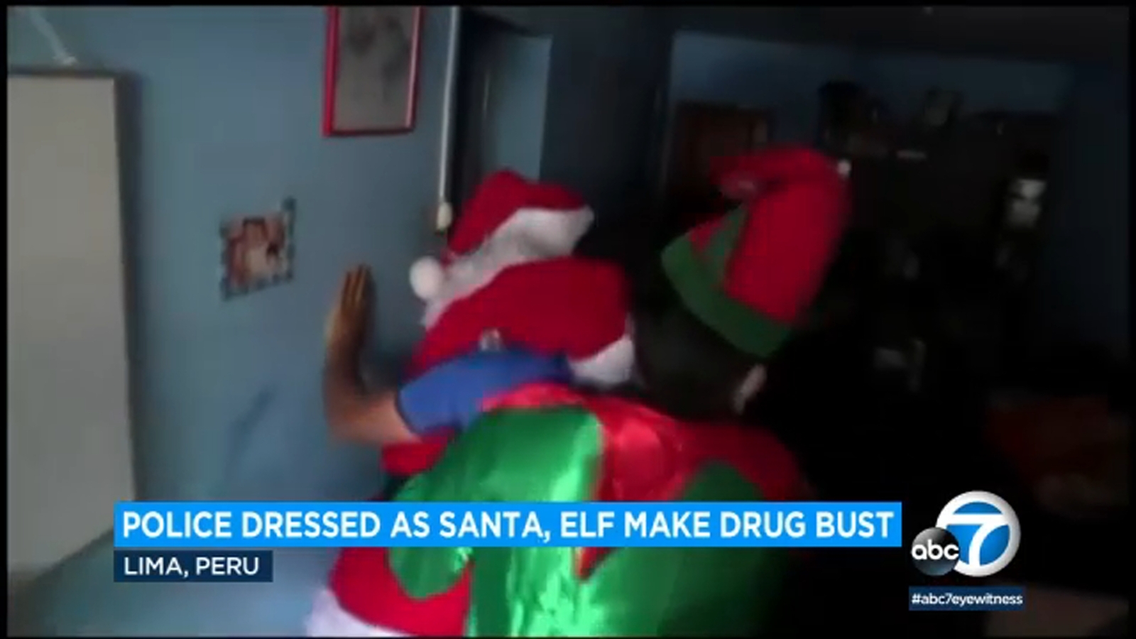 Undercover Police Officers Disguised As Santa Elf Take Down Notorious Gang Leader During Drug Bust In Peru Abc7 Los Angeles