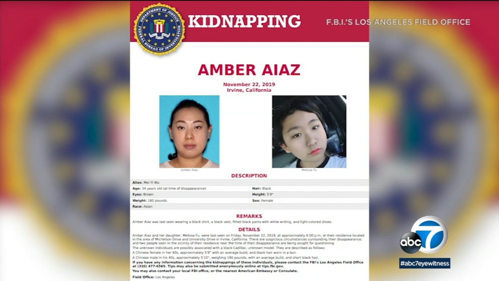 Irvine possible kidnapping: FBI offers $10K reward in search for Irvine ...