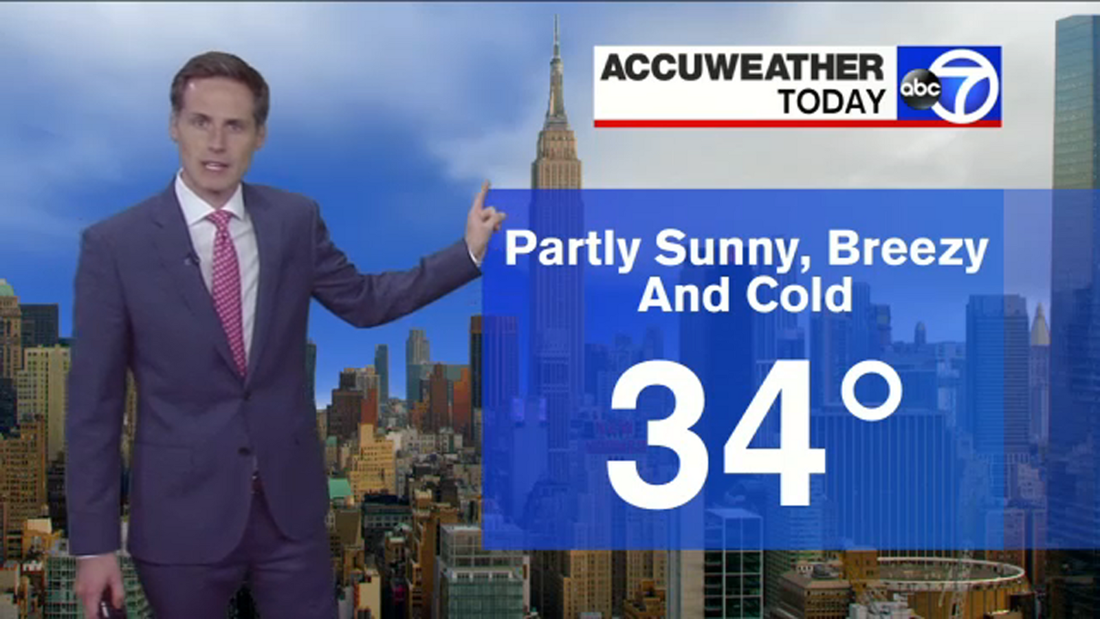 AccuWeather forecast Partly sunny, breezy and cold ABC7 New York