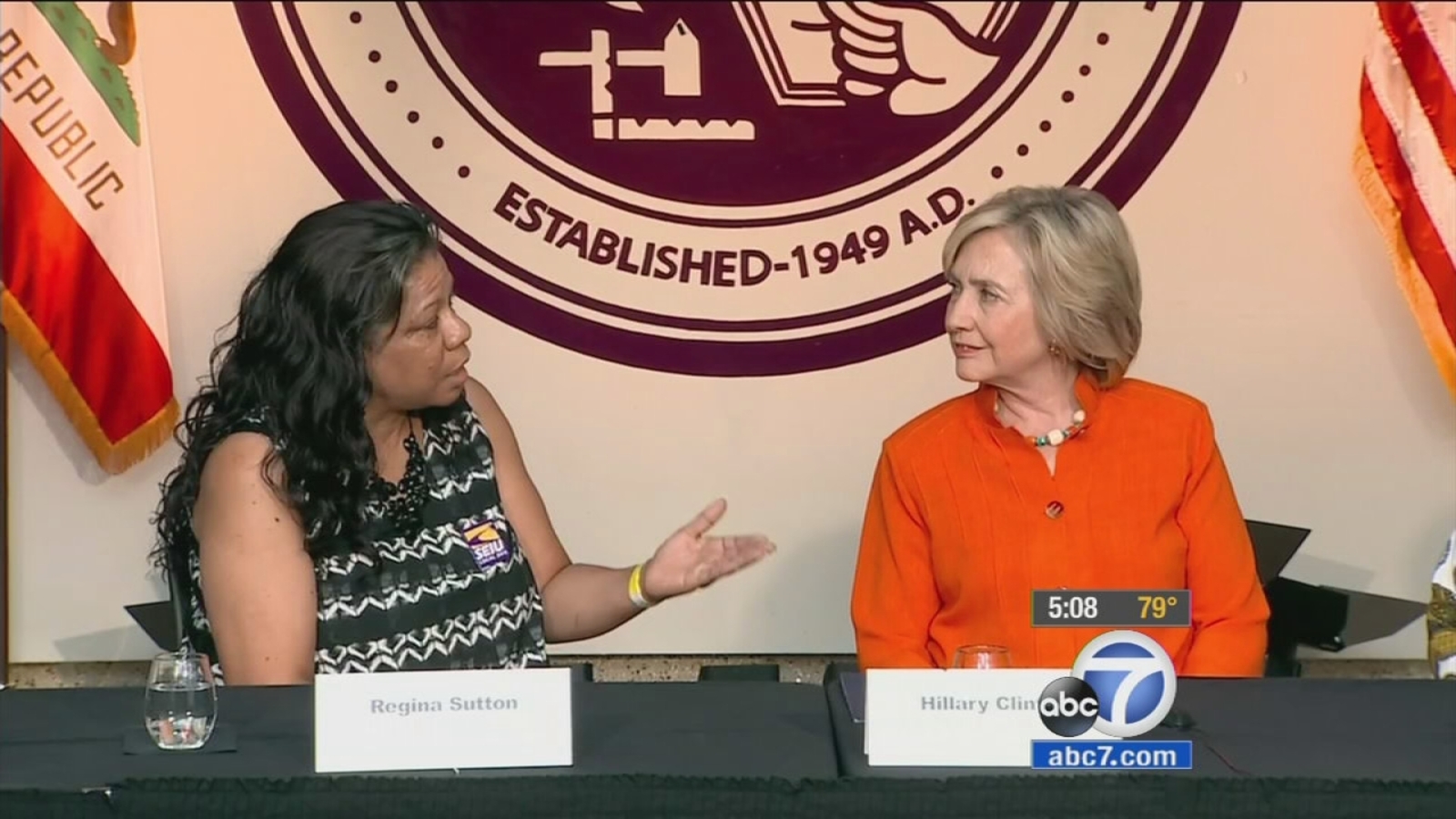 VIDEO Hillary Clinton meets with Los Angeles healthcare workers ABC7