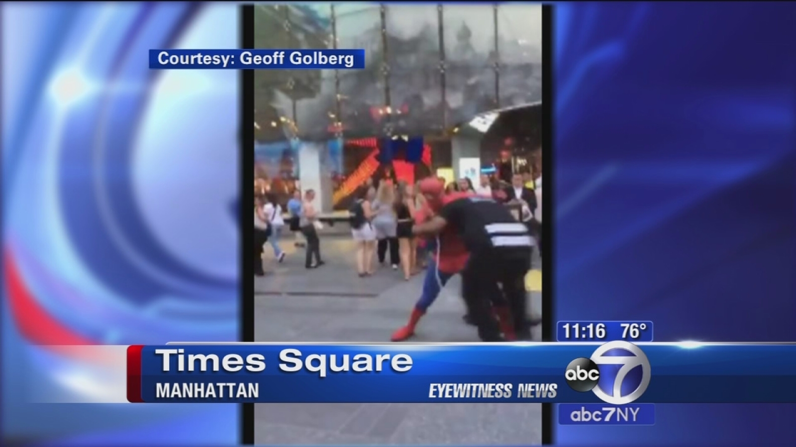 SpiderMan caught on camera battling man in Times Square ABC11