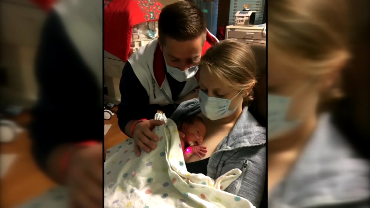 Couple welcomes baby girl early this Christmas in NC during layover