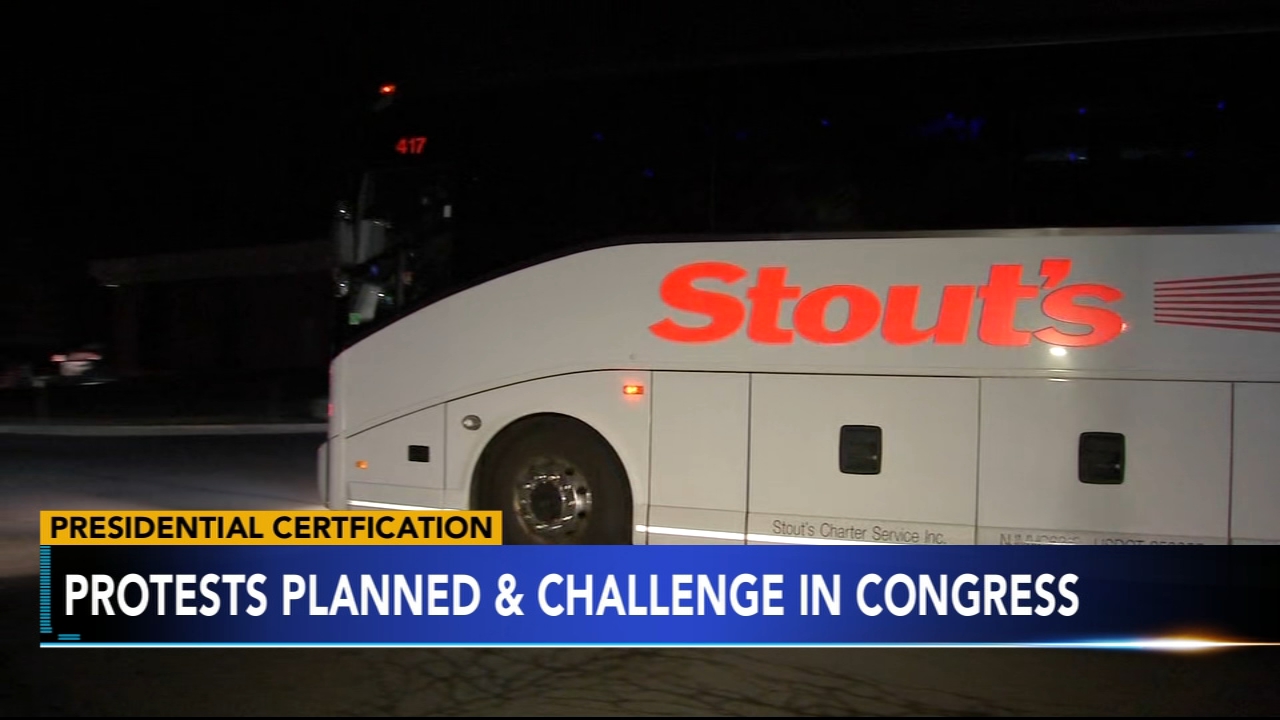 Congress Counts Electoral Vote: Buses take President Trump supporters from Bucks County, Pennsylvania to Washington, D.C. - Vimarsana News