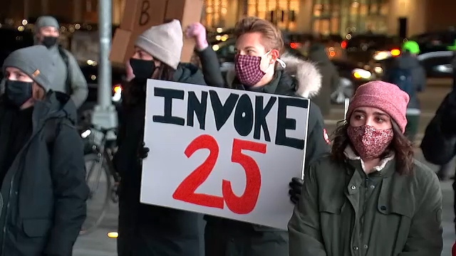 Anti-Trump demonstrators gather at Barclays center