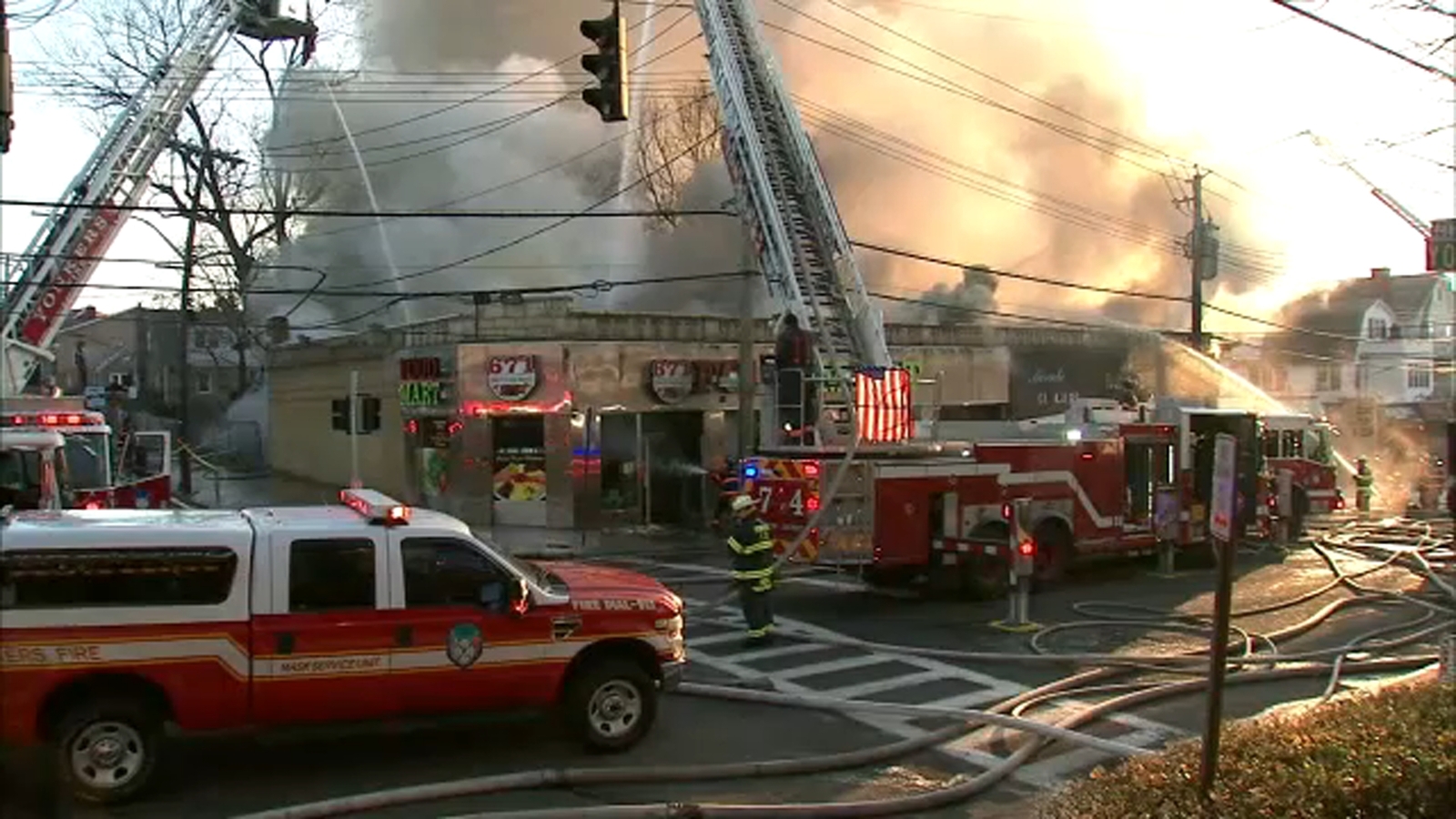 Yonkers fire: Flames tear through row of businesses in Westchester ...