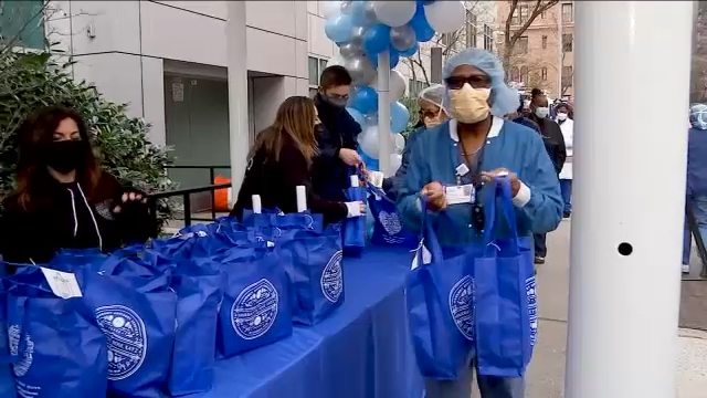 Lenox Hill Hospital workers get goodie bags of appreciation